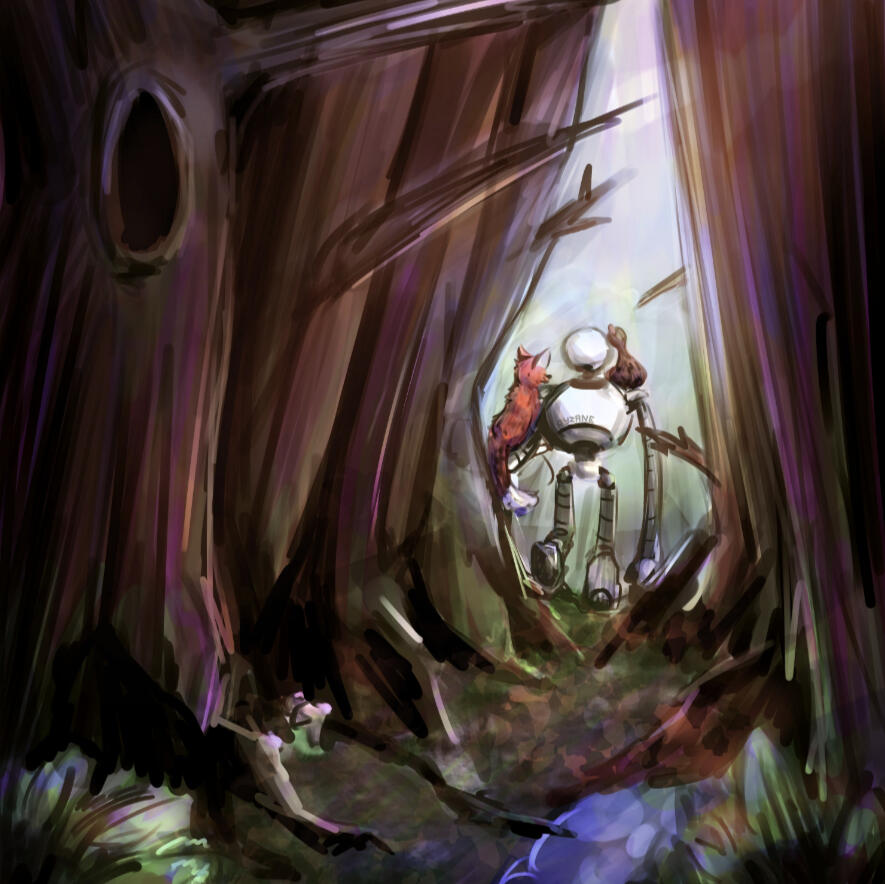 Fullbody Rendered The Wild Robot w/ complex bg